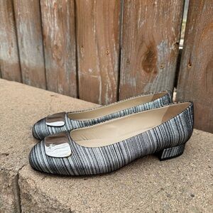 Rangoni Amalfi Women’s Silver Gray Mito Pump Block Heel Leather Italy Size 6.5